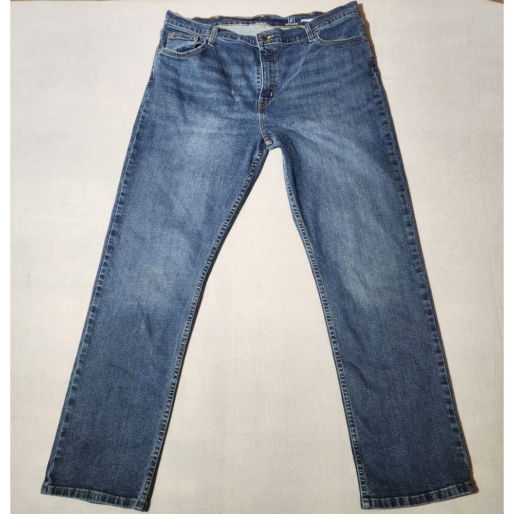 George Straight Fit Jeans Mens 38x32 Blue Stretch Denim Casual Classic Pants